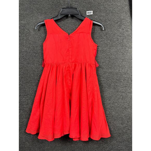 Disney Moana Girls A-Line Sleeveless Ruffle Dress Zip-Up Back Size 7/8 Red - Picture 2 of 8